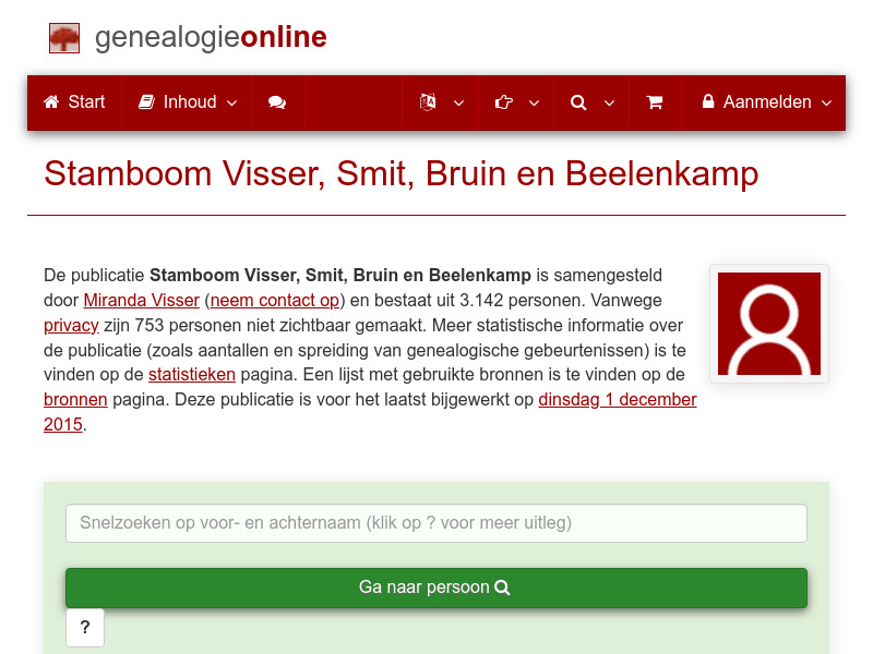 Screenshot van website