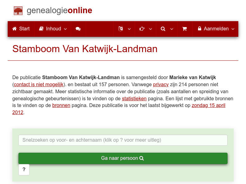 Screenshot van website