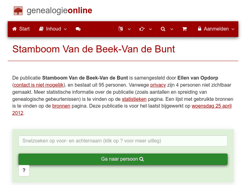 Screenshot van website