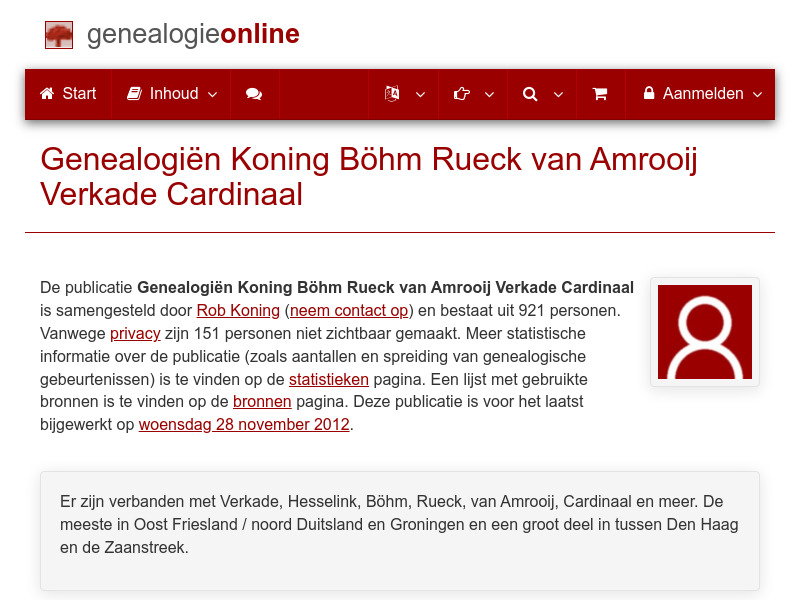 Screenshot van website