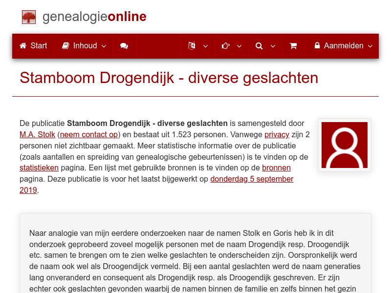 Screenshot van website