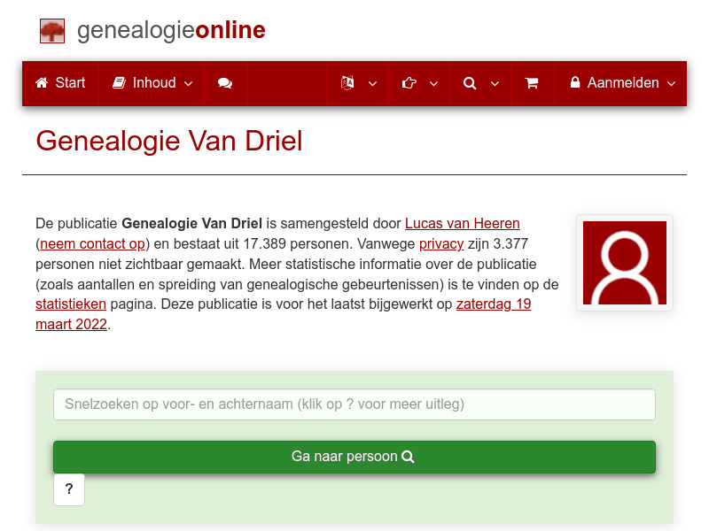 Screenshot van website