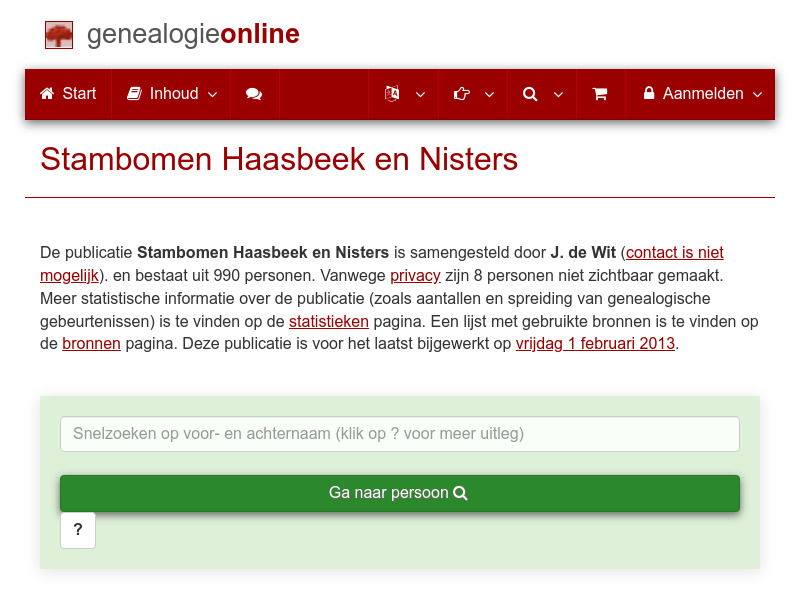 Screenshot van website