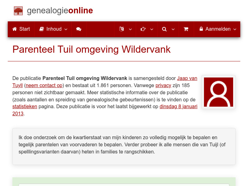 Screenshot van website