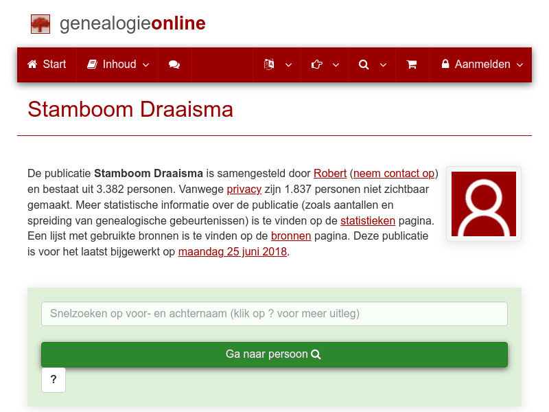 Screenshot van website