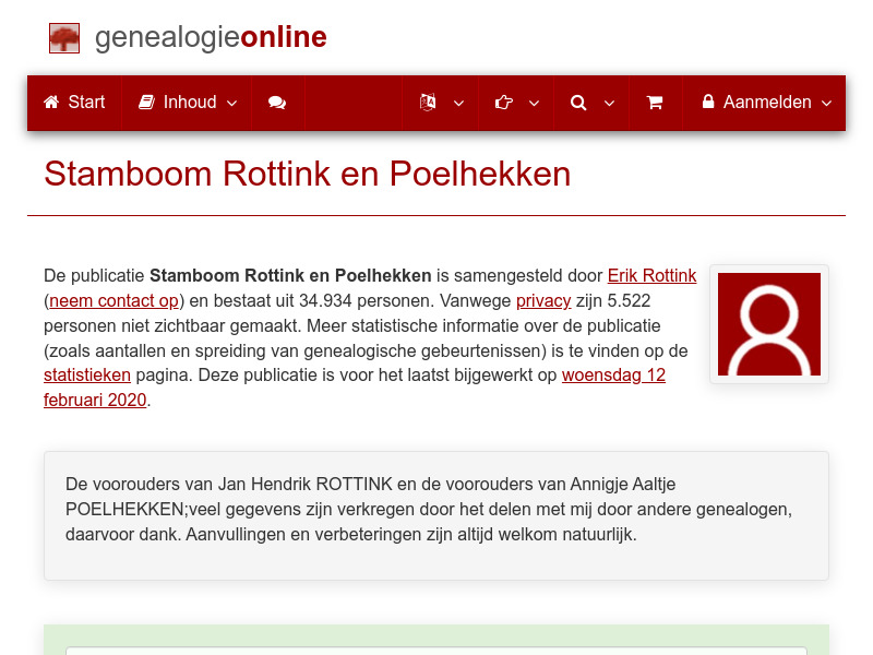 Screenshot van website