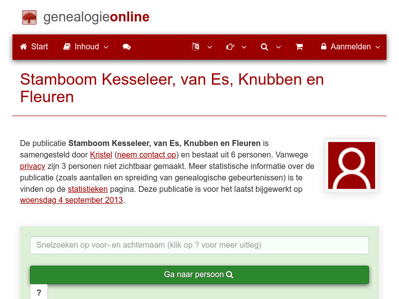 Screenshot van website