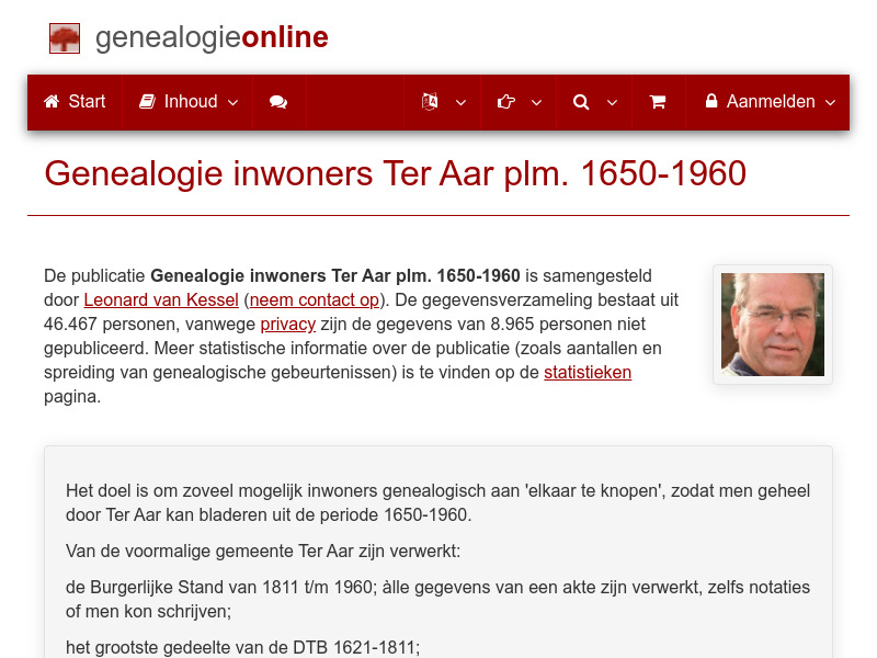 Screenshot van website