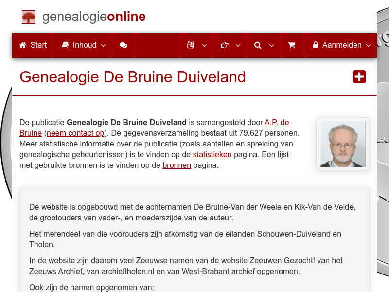 Screenshot van website