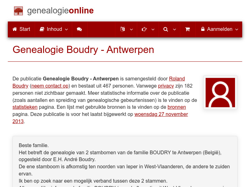 Screenshot van website