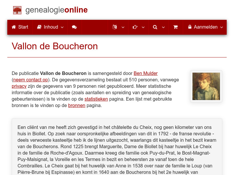Screenshot van website