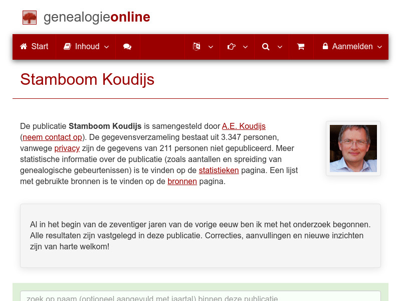 Screenshot van website