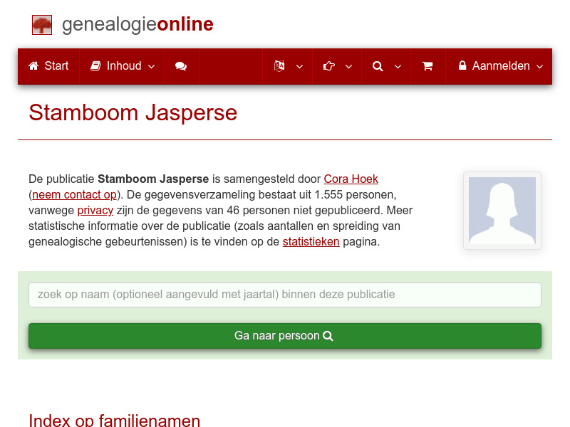 Screenshot van website