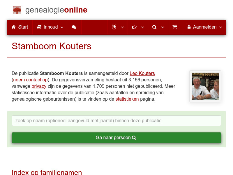 Screenshot van website