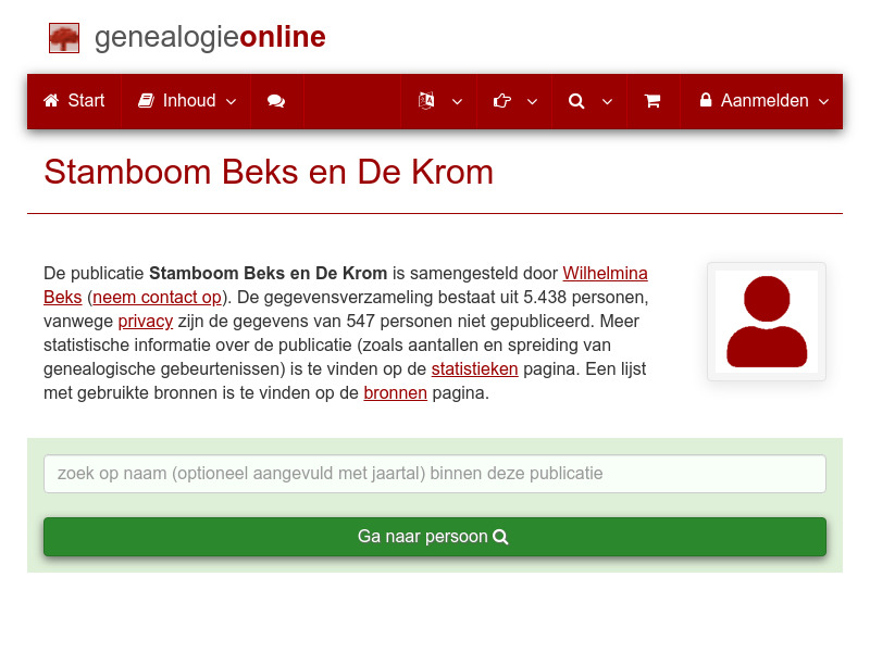 Screenshot van website