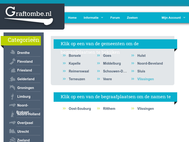 Screenshot van website