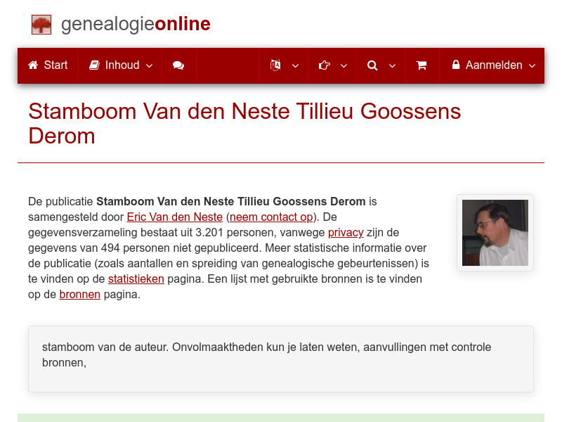 Screenshot van website