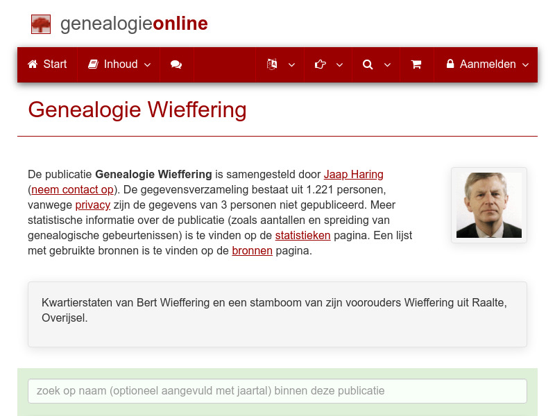 Screenshot van website