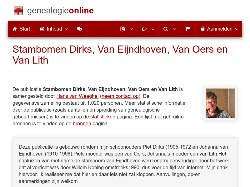 Screenshot van website