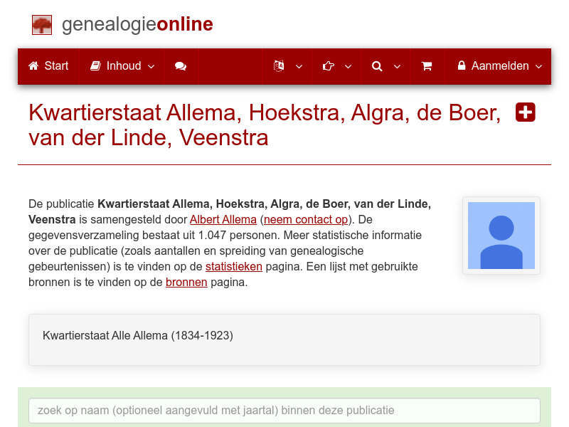 Screenshot van website
