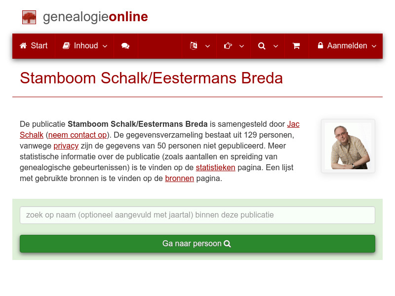 Screenshot van website