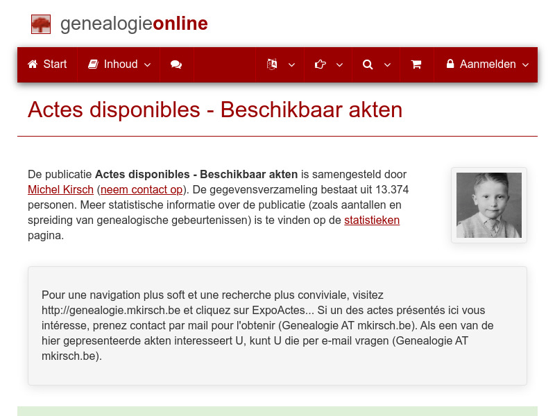 Screenshot van website