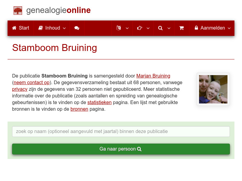 Screenshot van website