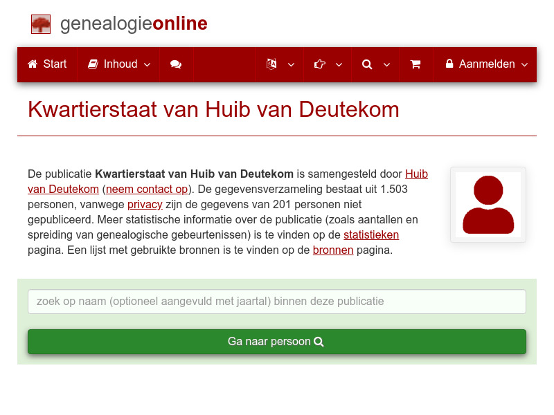 Screenshot van website