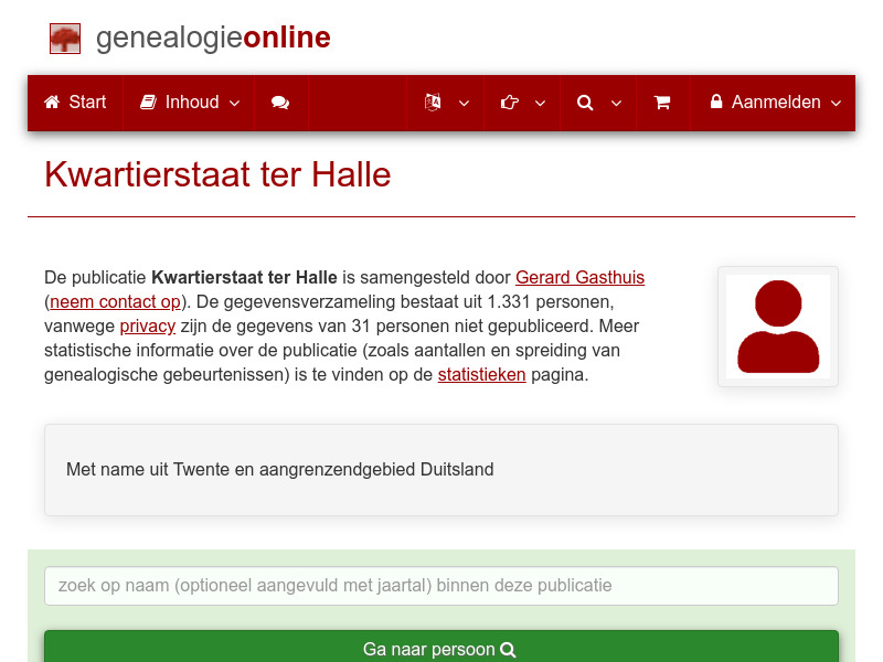 Screenshot van website