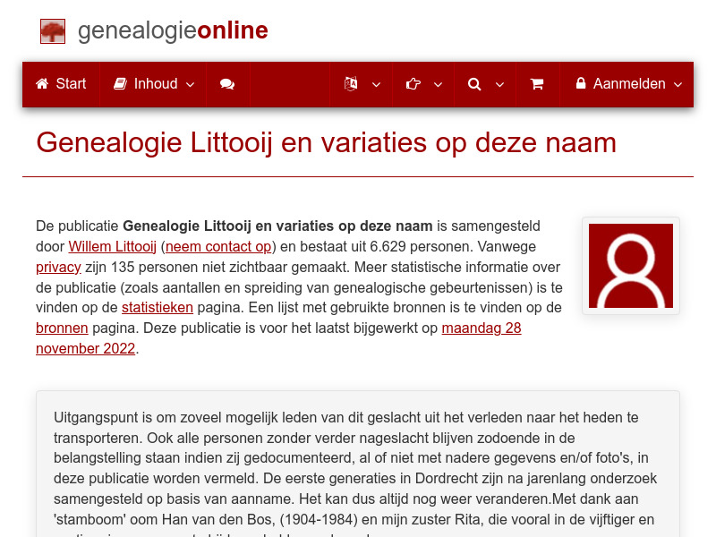 Screenshot van website