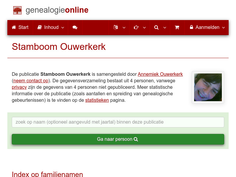 Screenshot van website