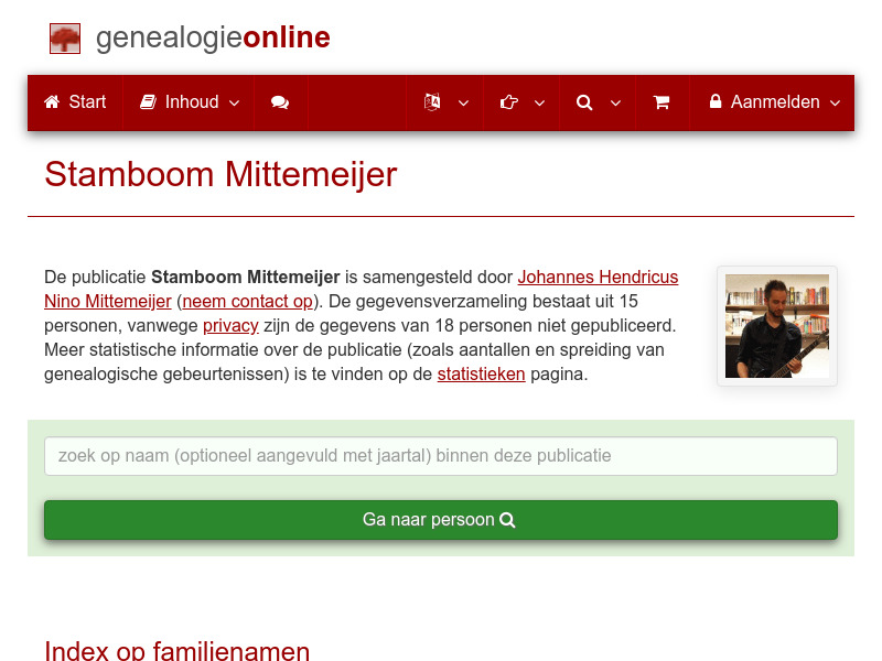 Screenshot van website