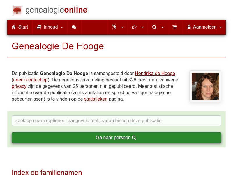 Screenshot van website
