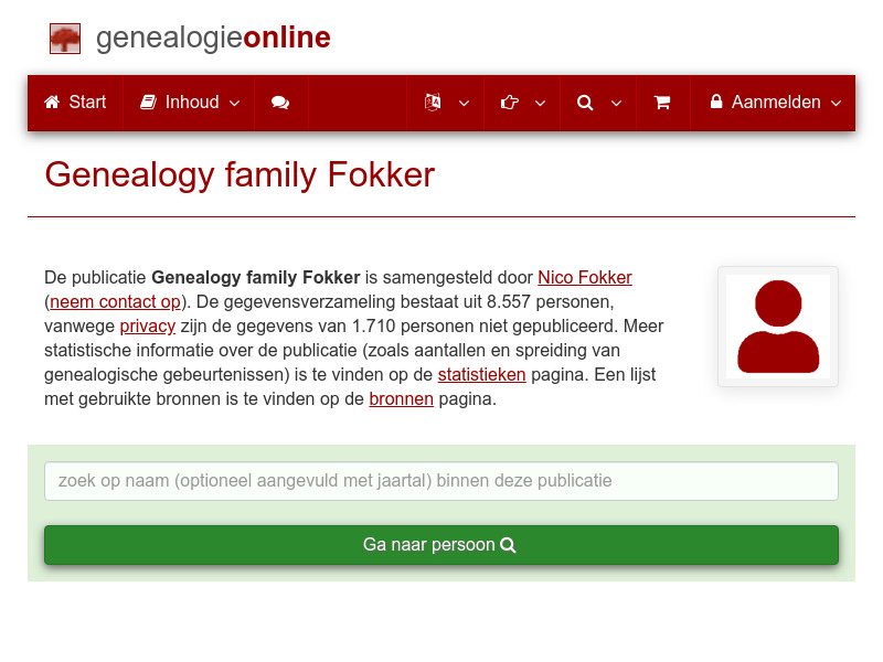 Screenshot van website