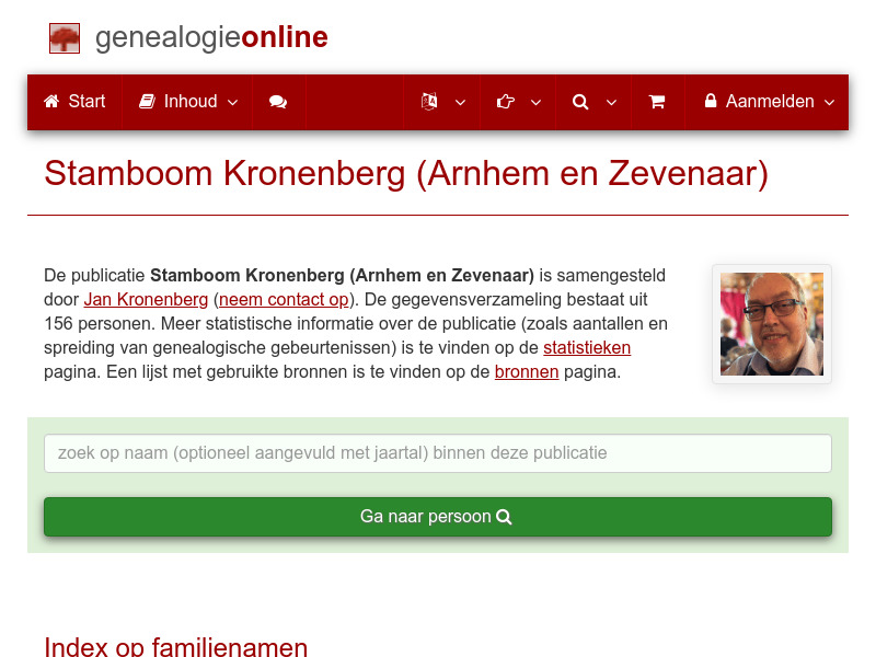 Screenshot van website