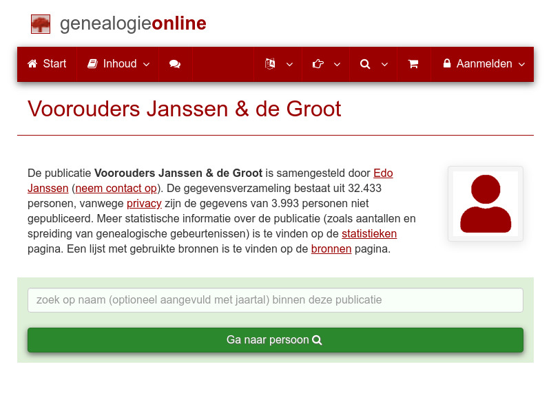 Screenshot van website