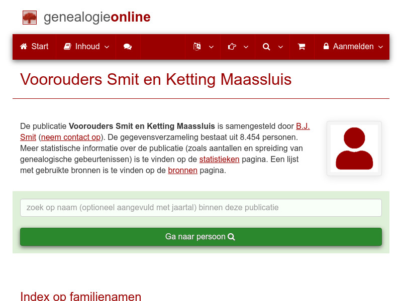 Screenshot van website