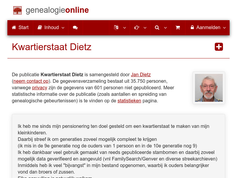 Screenshot van website