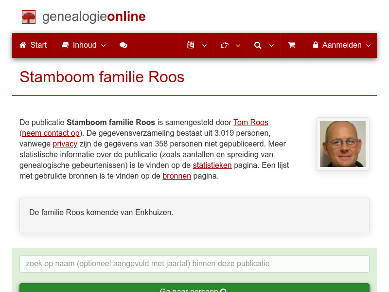 Screenshot van website