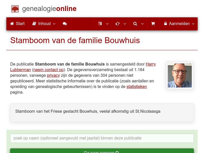 Screenshot van website