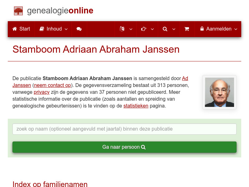 Screenshot van website