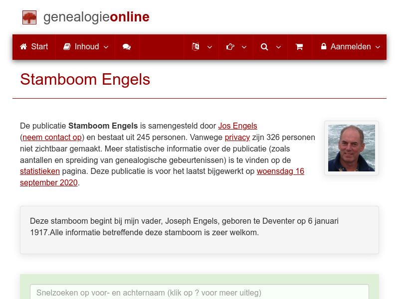 Screenshot van website