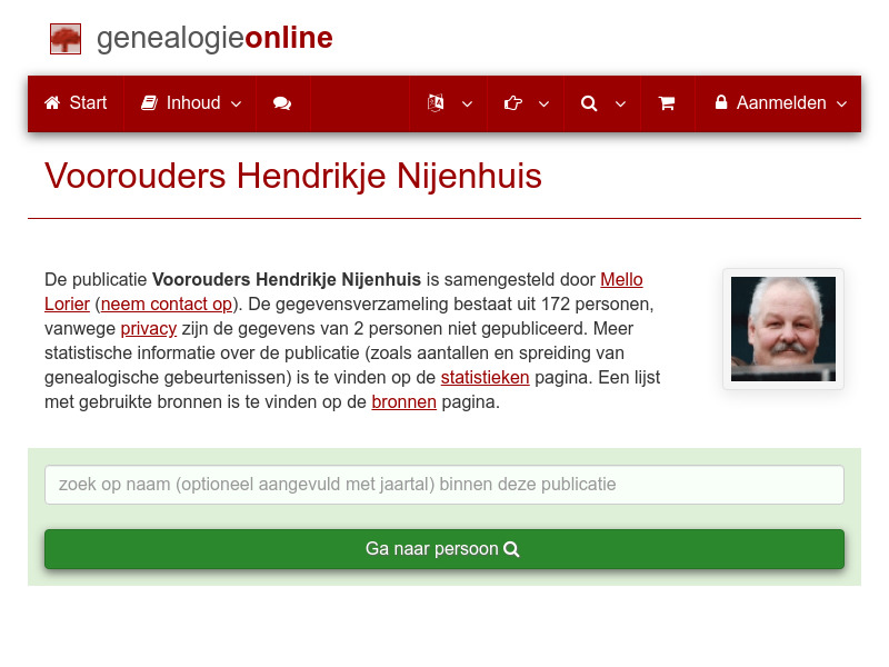 Screenshot van website