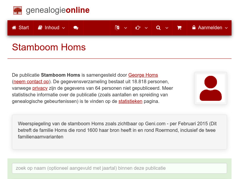 Screenshot van website