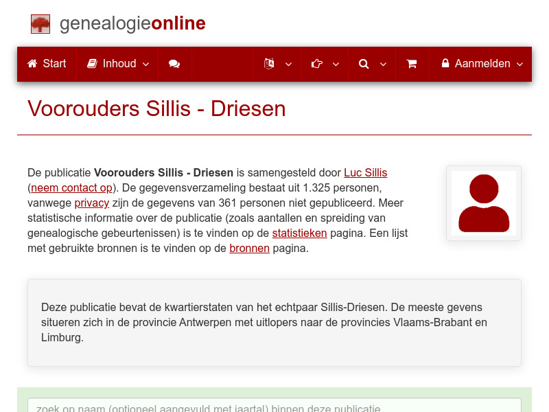 Screenshot van website