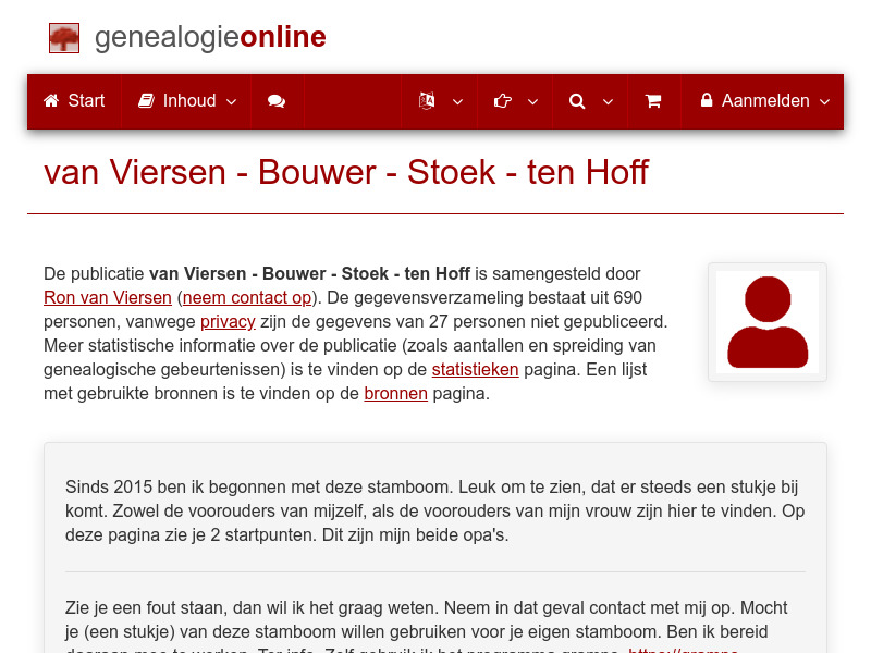 Screenshot van website