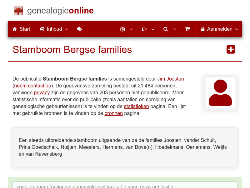 Screenshot van website