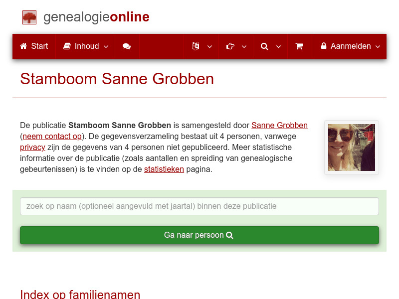 Screenshot van website