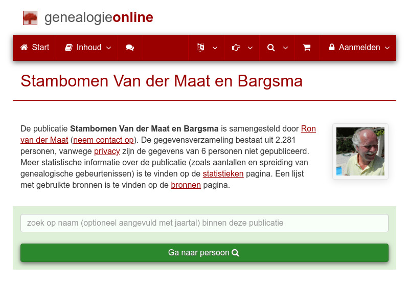 Screenshot van website