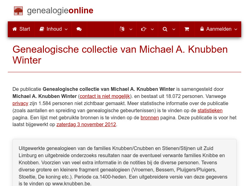 Screenshot van website